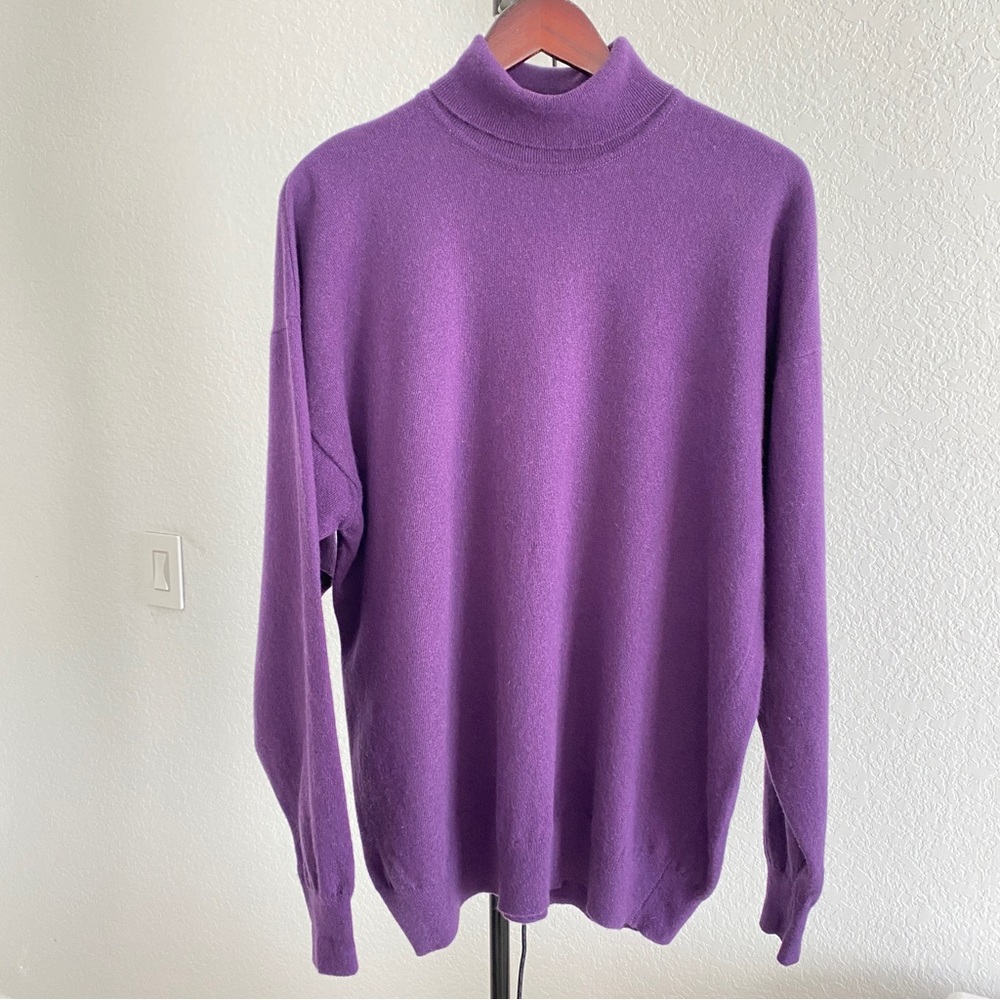 bullock and jones purple turtleneck Scottish Cashmere sweater
